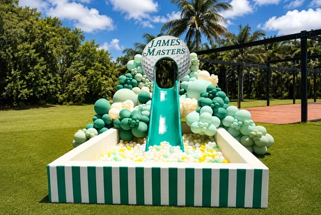 The Grand Ball Pit ball pit rental set up for a kids party in Miami, 10 × 7 ft