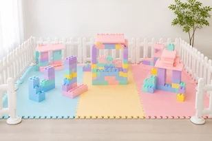 Lego Station kids entertainment rental set up for a kids party in Miami, 12 × 6 ft — 2 of 2