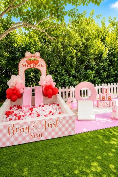 Luxe Toddler Station soft play rental set up for a kids party in Miami, Luxe 7 ft ball pit