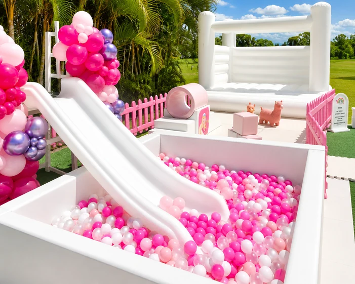 Premium Celebration soft play rental set up for a kids party in Miami, Soft play + ball pit + bounce — 1 of 2
